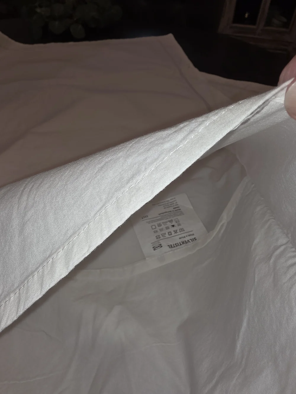 NEW Set IKEA White Cotton King Pillow SHAM with BLACK/GRAY Piped Trim